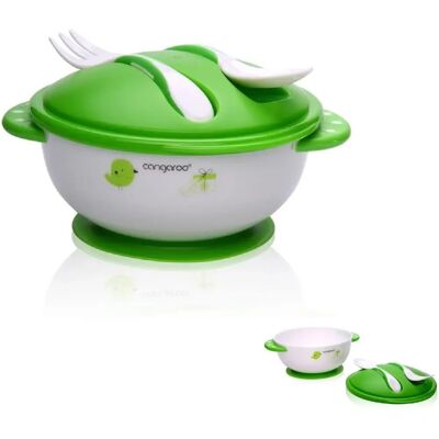 Cangaroo Babyteller F1301 - Rutschfester mit Löffel, Gabel & Deckel Cangaroo Babyteller F1301 - Rutschfester mit Löffel, Gabel & Deckel