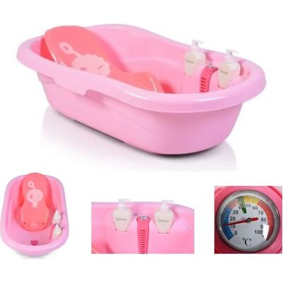Moni Babybad Santorini - Thermometer, Shampoospender, 90cm, Rosa - Babybadewanne Moni Babybad Santorini - Thermometer, Shampoospender, 90cm, Rosa - Babybadewanne