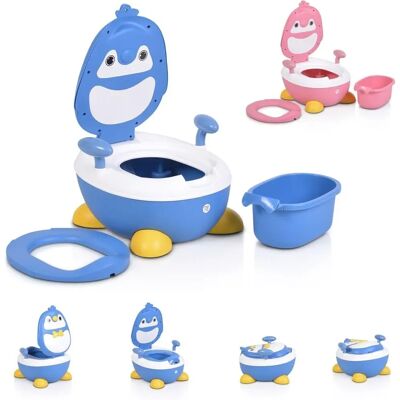 Moni Riko Töpfchen - Pinguin, Griffe, Abnehmbarer Behälter, Rutschfest, Blau Moni Riko Töpfchen - Pinguin, Griffe, Abnehmbarer Behälter, Rutschfest, Blau