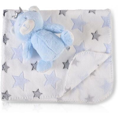 Cangaroo Babydecke - 90x75cm, Blau, Plüschtier, Weich Cangaroo Babydecke - 90x75cm, Blau, Plüschtier, Weich