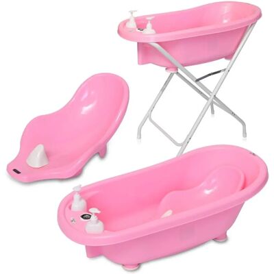 Lorelli Babybadewannen-Set - 88 cm, Pink, Badewannenständer, Sitz Lorelli Babybadewannen-Set - 88 cm, Pink, Badewannenständer, Sitz