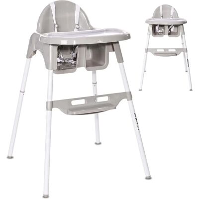 Silla alta Lorelli Amaro gris con mesa doble y cinturones de seguridad Silla alta Lorelli Amaro gris con mesa doble y cinturones de seguridad