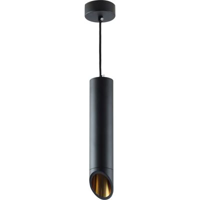 Optonica Luce a Soffitto - Pendente Cilindrico Moderno, Nero & Oro Optonica Luce a Soffitto - Pendente Cilindrico Moderno, Nero & Oro