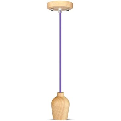 V-TAC VT-7778-PR Lampada a Sospensione in Legno Noce - E27, Cavo Viola V-TAC VT-7778-PR Lampada a Sospensione in Legno Noce - E27, Cavo Viola