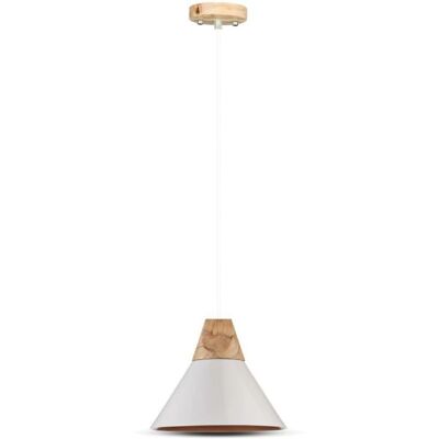 Lampada a sospensione V-TAC Bianco alluminio e legno E27 Max 60W Lampada a sospensione V-TAC Bianco alluminio e legno E27 Max 60W