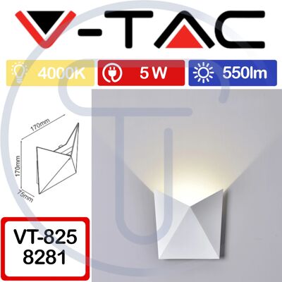 V-TAC VT-825 Lampada da Parete - LED COB 5W, Bianco, IP65 V-TAC VT-825 Lampada da Parete - LED COB 5W, Bianco, IP65