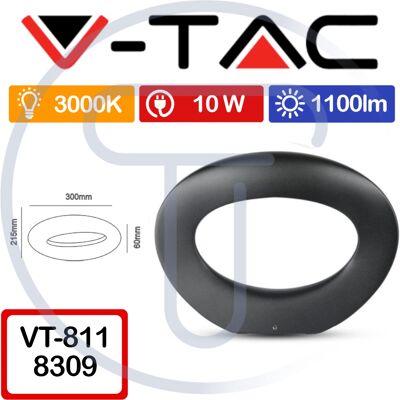 V-tac VT-811 LED Oprawa ścienna - 10W - 3000K - 1100 lumen - Czarna V-tac VT-811 LED Oprawa ścienna - 10W - 3000K - 1100 lumen - Czarna
