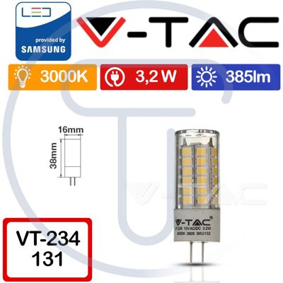 V-TAC Pro VT-234 Lampada LED - 385lm, 3000K, G4, 3.2W V-TAC Pro VT-234 Lampada LED - 385lm, 3000K, G4, 3.2W