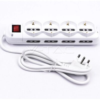 V-TAC 8736 przedłużacz zasilania - 8 gniazd, kabel 1,5 m, biały V-TAC 8736 przedłużacz zasilania - 8 gniazd, kabel 1,5 m, biały