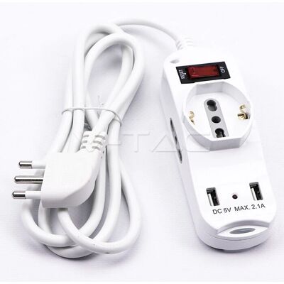 V-TAC Multipresa 8745 - 3 Prese, USB, Protezione Sovraccarico V-TAC Multipresa 8745 - 3 Prese, USB, Protezione Sovraccarico