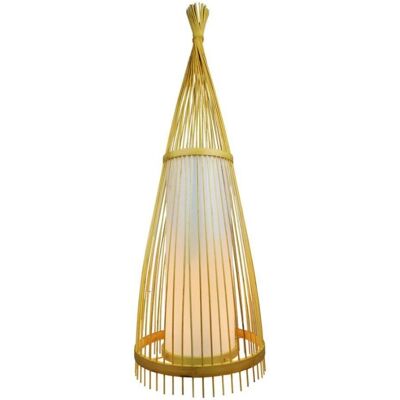 Lampada da terra in legno con finitura in rattan - E27 - Uso interno Lampada da terra in legno con finitura in rattan - E27 - Uso interno
