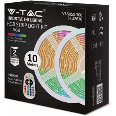 Zestaw taśm LED RGB V-Tac VT-5050-300 - Wewnątrz 10m Zestaw taśm LED RGB V-Tac VT-5050-300 - Wewnątrz 10m