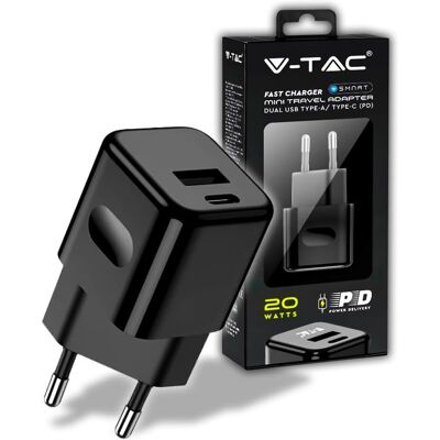 V-Tac VT-5320-B Caricabatterie da Viaggio - Ricarica Rapida 20W V-Tac VT-5320-B Caricabatterie da Viaggio - Ricarica Rapida 20W