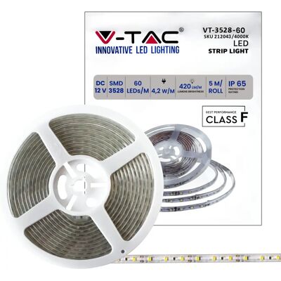 Striscia LED V-TAC 5m Bianco Naturale IP65 Striscia LED V-TAC 5m Bianco Naturale IP65