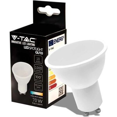 V-Tac Samsung 10W GU10 Faretto LED Plastica Lattiginosa - Spot LED V-Tac Samsung 10W GU10 Faretto LED Plastica Lattiginosa - Spot LED