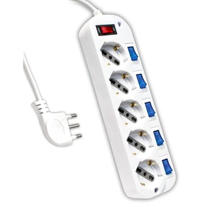 V-TAC Förlängningskabel med 5 uttag - Vit V-TAC Förlängningskabel med 5 uttag - Vit