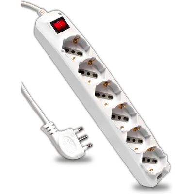 V-TAC Förgreningsledning med Strömbrytare & 1,5m Kabel - 6 Vägguttag 10/16A Bipasso + Shuko - 16A Kontakt V-TAC Förgreningsledning med Strömbrytare & 1,5m Kabel - 6 Vägguttag 10/16A Bipasso + Shuko - 16A Kontakt