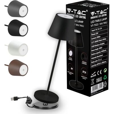V-TAC Lampada da Tavolo LED senza fili - Dimmabile IP54 - Nero V-TAC Lampada da Tavolo LED senza fili - Dimmabile IP54 - Nero