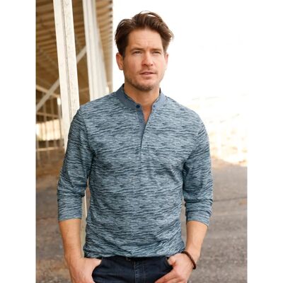 Marco Donati Modell 56/58 Blau Muster Langarm-Shirt - Langarm-Shirt Marco Donati Modell 56/58 Blau Muster Langarm-Shirt - Langarm-Shirt