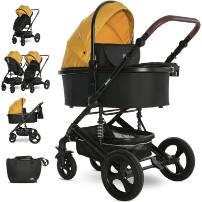 Lorelli Boston 2 in 1 Kombikinderwagen - Wendbares Sitz- und Tragetaschen-Design - Gelb Lorelli Boston 2 in 1 Kombikinderwagen - Wendbares Sitz- und Tragetaschen-Design - Gelb