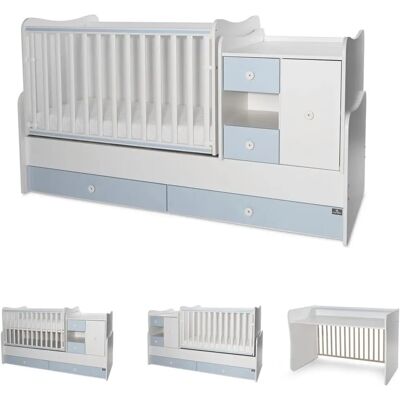 Lorelli Weiße/Blau Umbaubar Kinderbett - Umbaubare Gitterbett Lorelli Weiße/Blau Umbaubar Kinderbett - Umbaubare Gitterbett