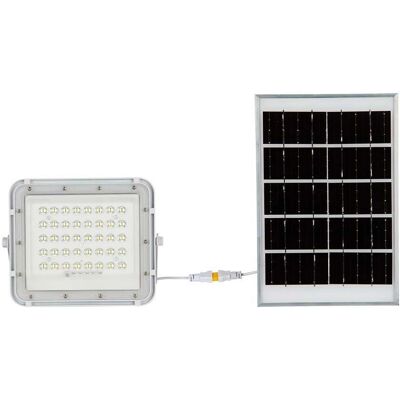 V-TAC VT-80W Weißer LED-Strahler mit 10 W Solarpanel und ferngesteuertem LED-Flutlicht mit austauschbarer Batterie 4000 K, 3 m Kabel – 7842 V-TAC VT-80W Weißer LED-Strahler mit 10 W Solarpanel und ferngesteuertem LED-Flutlicht mit austauschbarer Batterie 4000 K, 3 m Kabel – 7842