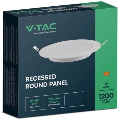 V-TAC VT-61012 LED Panel - 12W Weiß - Rund Einbau V-TAC VT-61012 LED Panel - 12W Weiß - Rund Einbau