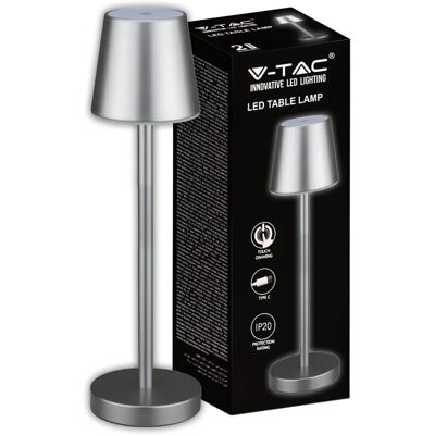 V-Tac Lampada da Tavolo LED Ricaricabile Grigia - Interno IP20 V-Tac Lampada da Tavolo LED Ricaricabile Grigia - Interno IP20