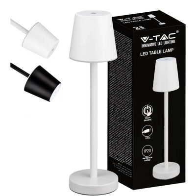 V-TAC Lampada da tavolo LED ricaricabile bianca 3W - Interno IP20 V-TAC Lampada da tavolo LED ricaricabile bianca 3W - Interno IP20