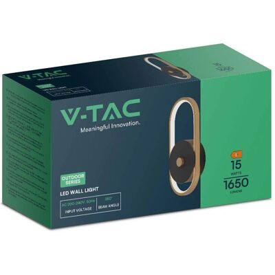 V-TAC VT-1191 Lampada da parete moderna - 15W - Nero + Ottone antico - IP54 V-TAC VT-1191 Lampada da parete moderna - 15W - Nero + Ottone antico - IP54