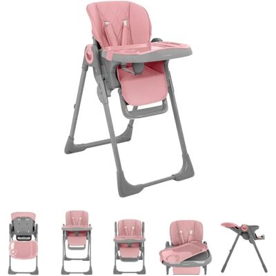 Silla alta infantil Kikkaboo - Ajustable en altura, Doble bandeja, Plegable - Rosa Silla alta infantil Kikkaboo - Ajustable en altura, Doble bandeja, Plegable - Rosa