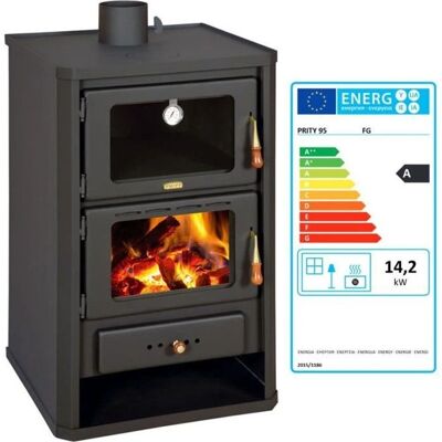 PRITY Dřevostav - 14kW - Trouba, Teploměr - Černá - Topné zařízení PRITY Dřevostav - 14kW - Trouba, Teploměr - Černá - Topné zařízení