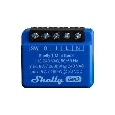 Shelly Shelly 1 Mini Gen3 Interruttore intelligente - Blu Shelly Shelly 1 Mini Gen3 Interruttore intelligente - Blu