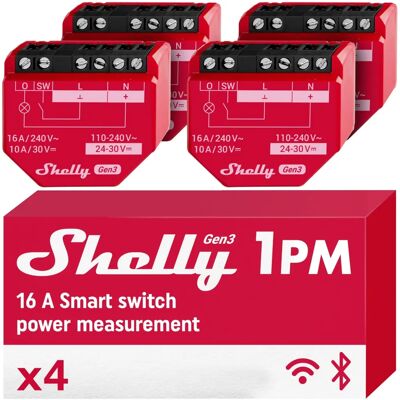 Shelly 1PM Gen3 - Interruttore intelligente - Monitoraggio energia Shelly 1PM Gen3 - Interruttore intelligente - Monitoraggio energia