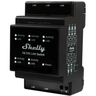 Shelly LAN Switch 5 Porter DIN Montering Nettverkssvitsj Shelly LAN Switch 5 Porter DIN Montering Nettverkssvitsj