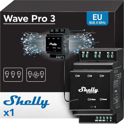 Shelly Qubino Wave PRO 3 Z-Wave Smart Home Hub - 3 Kanalen Shelly Qubino Wave PRO 3 Z-Wave Smart Home Hub - 3 Kanalen