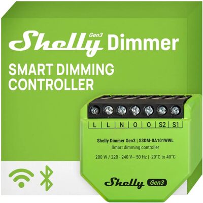 Shelly Shelly Dimmer Gen3 - Regulador de luz inteligente WiFi y Bluetooth Shelly Shelly Dimmer Gen3 - Regulador de luz inteligente WiFi y Bluetooth