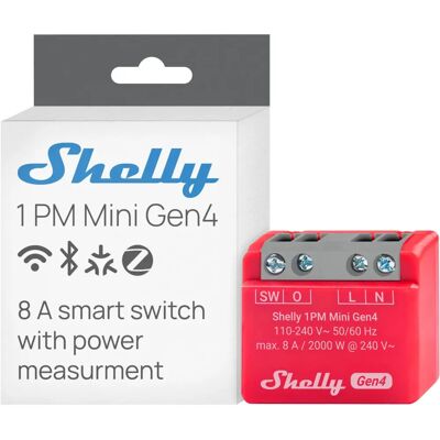 Shelly 1PM Mini Gen4 - Interruttore intelligente con misuratore di energia Zigbee Wi-Fi Shelly 1PM Mini Gen4 - Interruttore intelligente con misuratore di energia Zigbee Wi-Fi