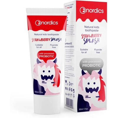 Dentifrice probiotique pour enfants Nordics à la fraise - Publicité Dentifrice probiotique pour enfants Nordics à la fraise - Publicité