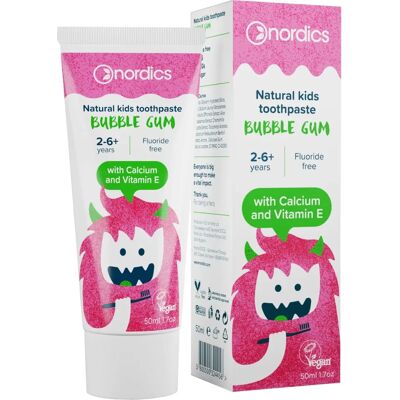 Dentifricio Bubble Gum per Bambini - Senza Fluoro, Calcio e Vitamina E Dentifricio Bubble Gum per Bambini - Senza Fluoro, Calcio e Vitamina E