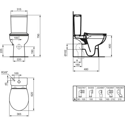 Ideal Standard W007501 Paket - Wand-WC, Weiß Ideal Standard W007501 Paket - Wand-WC, Weiß