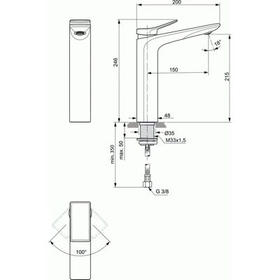 Ideal Standard BC758AA Waschtischarmatur - 150mm Ausladung, verchromt Ideal Standard BC758AA Waschtischarmatur - 150mm Ausladung, verchromt