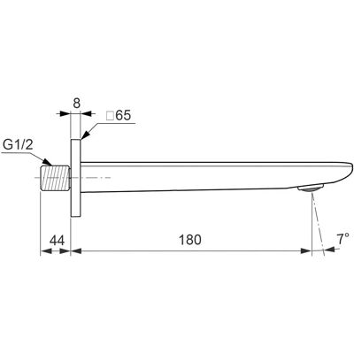 Ideal Standard Wandkraan Terugslagklep 160mm Chroom Vierkante Ronde Rozet Ideal Standard Wandkraan Terugslagklep 160mm Chroom Vierkante Ronde Rozet