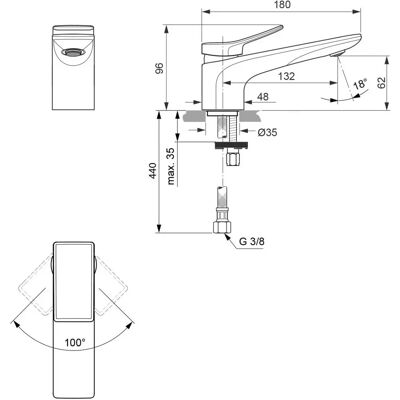 Ideal Standard Conca Magnetische Grau 132mm Waschtischarmatur Ideal Standard Conca Magnetische Grau 132mm Waschtischarmatur
