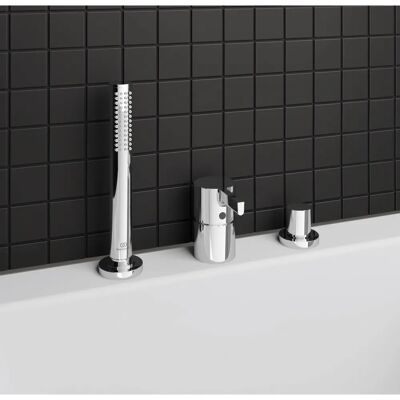 Amestecător pentru cadă Ideal Standard - 3 găuri, cromat, cu duș manual Amestecător pentru cadă Ideal Standard - 3 găuri, cromat, cu duș manual