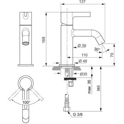 Ideal Standard Joy Gold Waschtischarmatur - 110mm Ausladung - Modell: BC776A2 Ideal Standard Joy Gold Waschtischarmatur - 110mm Ausladung - Modell: BC776A2