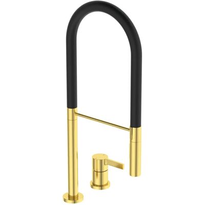 Ideal Standard Brushed Gold Kitchen Faucet - 2-hole, 2-Func. Metal Hand Shower - Kitchen Faucet Ideal Standard Brushed Gold Kitchen Faucet - 2-hole, 2-Func. Metal Hand Shower - Kitchen Faucet