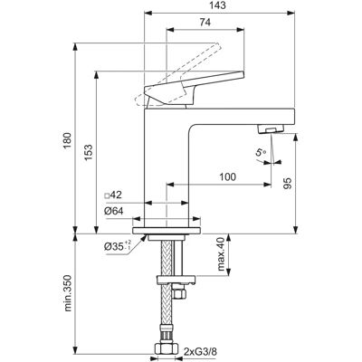 Ideal Standard - Piccolo BD503A2 - Ausladung 100 mm - Gebürstetes Gold - Waschtischarmatur Ideal Standard - Piccolo BD503A2 - Ausladung 100 mm - Gebürstetes Gold - Waschtischarmatur
