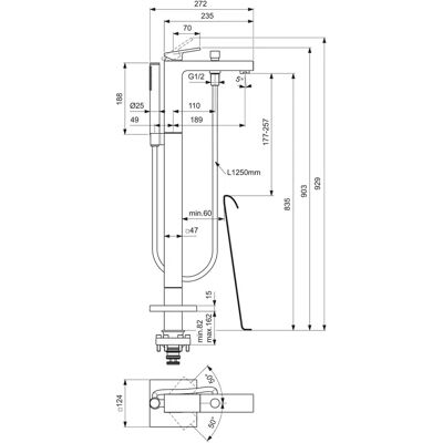 Ideal Standard - BD520A2 - Gebürstetes Gold - Badewannenarmatur Ideal Standard - BD520A2 - Gebürstetes Gold - Badewannenarmatur