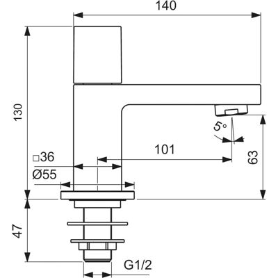 Ideal Standard - BD521A5 - Magnetgrau - Ausladung 101 mm - Ventil Ideal Standard - BD521A5 - Magnetgrau - Ausladung 101 mm - Ventil